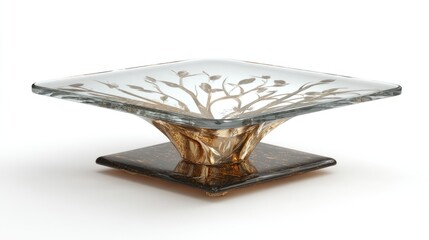 Contemporary glass coffee table isolated on white background 