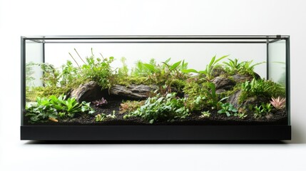Contemporary glass terrarium isolated on white background.  