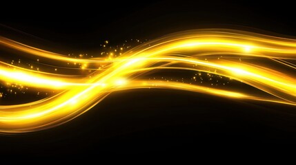 Golden Light Trails Abstract Background: A Symphony of Glowing Waves