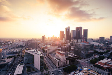 Obraz premium Los Angeles downtown skyline at sunset