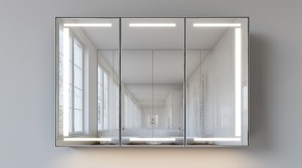 Contemporary LED mirror cabinet isolated on white background  