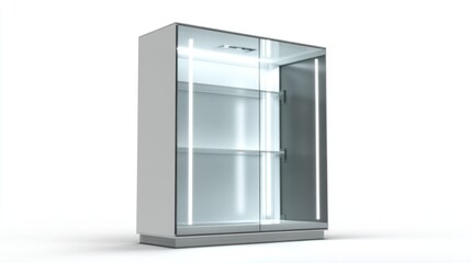 Contemporary LED mirror cabinet isolated on white background  