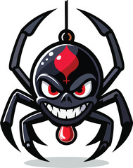 A Cartoonish Black Widow Spider With A Skull Like Face Sharp Teeth And Red Eyes Is Seen Grinning Mischievously Giving Off A Spooky And Playful