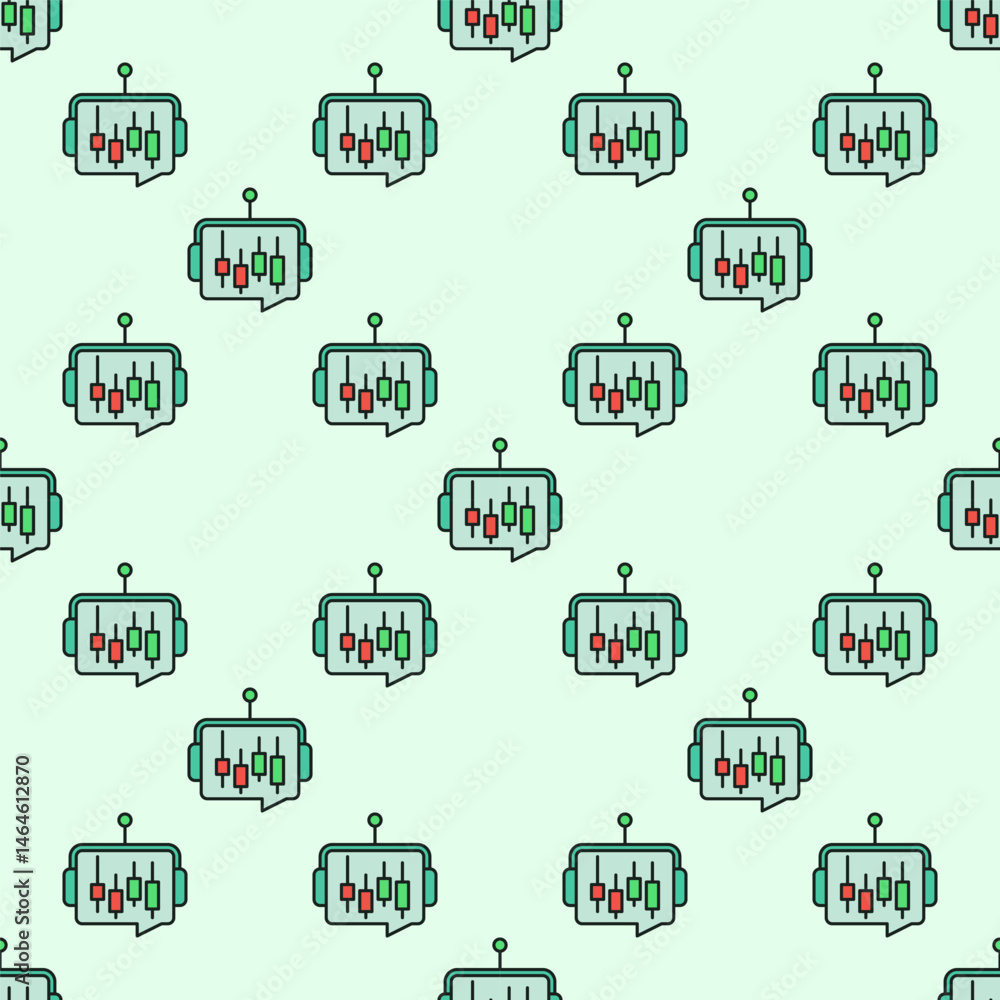 Aufkleber ai cryptocurrency trading bot with candlestick chart vector colored seamless pattern