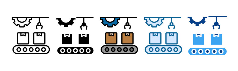 Manufacturing Process Icon Set Multiple Style Collection