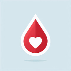 Minimal heart inside blood drop vector, healthcare and blood donation awareness symbol, simple medical design