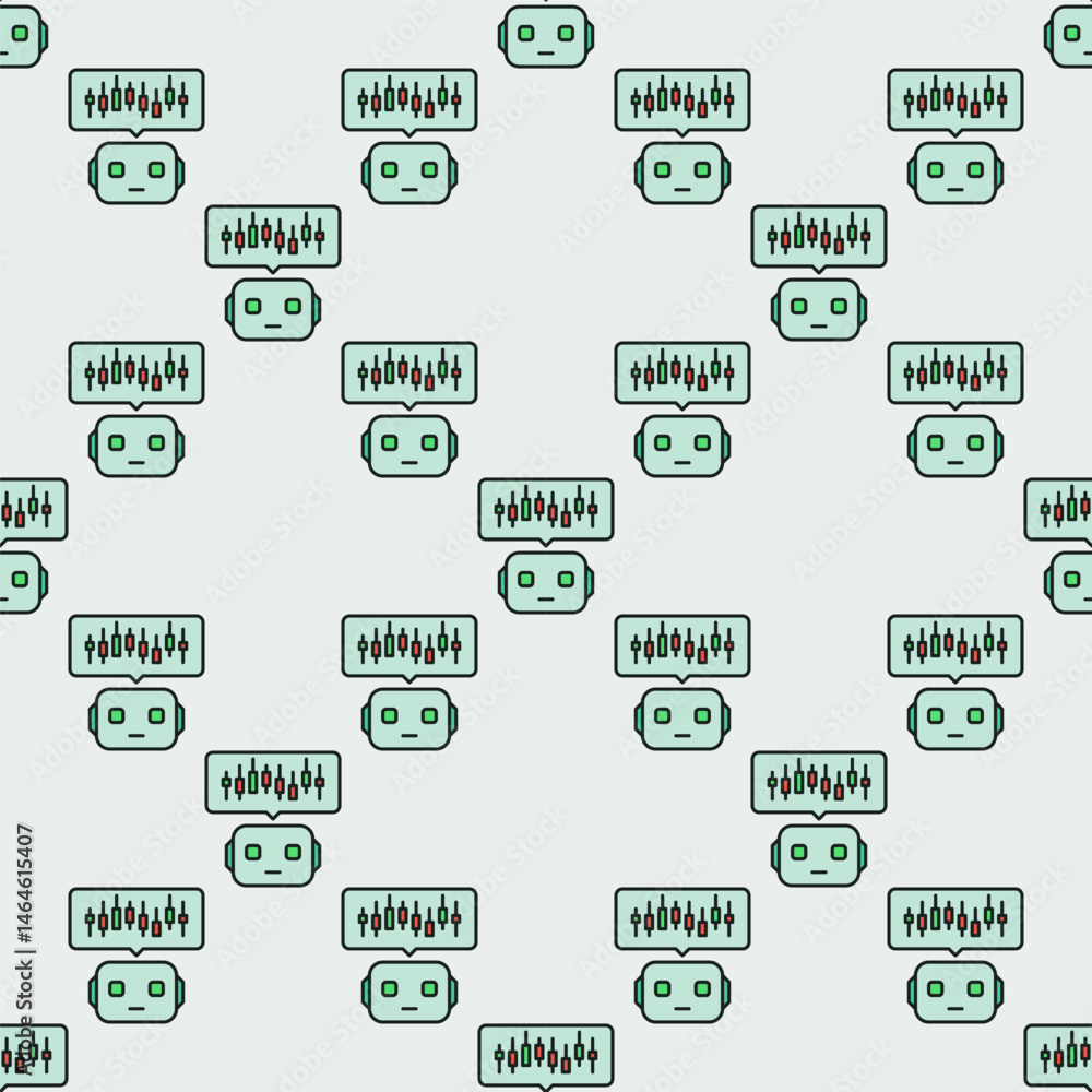 Poster ai cryptocurrency trading bot with candlestick chart vector colored seamless pattern