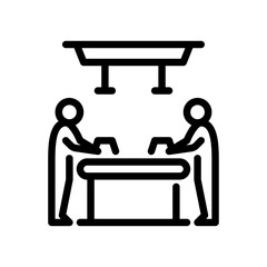 Fototapeta premium assembly worker outline icon. factory activity line art illustration.