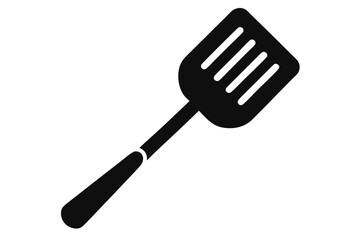 Simple black spatula silhouette displays clean lines against a pure white transparent background