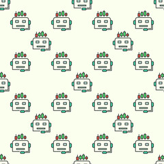 AI Trading Bot Head vector colored seamless pattern