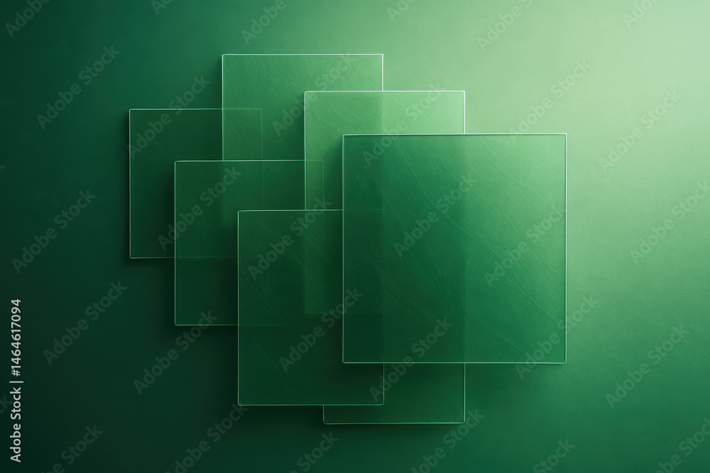 Aufkleber layered translucent rectangles in varying shades forest green create a smooth gradient that symboliz