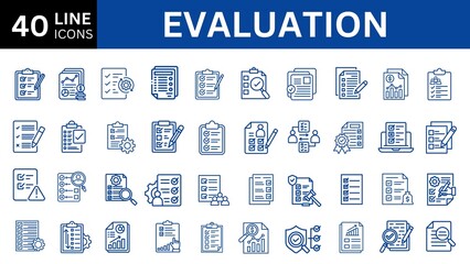 Evaluation editable icon set. Editable stroke. Vector illustration .