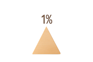A gold triangle with "1%" above it.