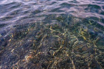 Water sea. Nature river. Beach stones wave.