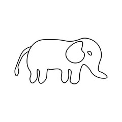 Cute Elephant Line Art Illustration