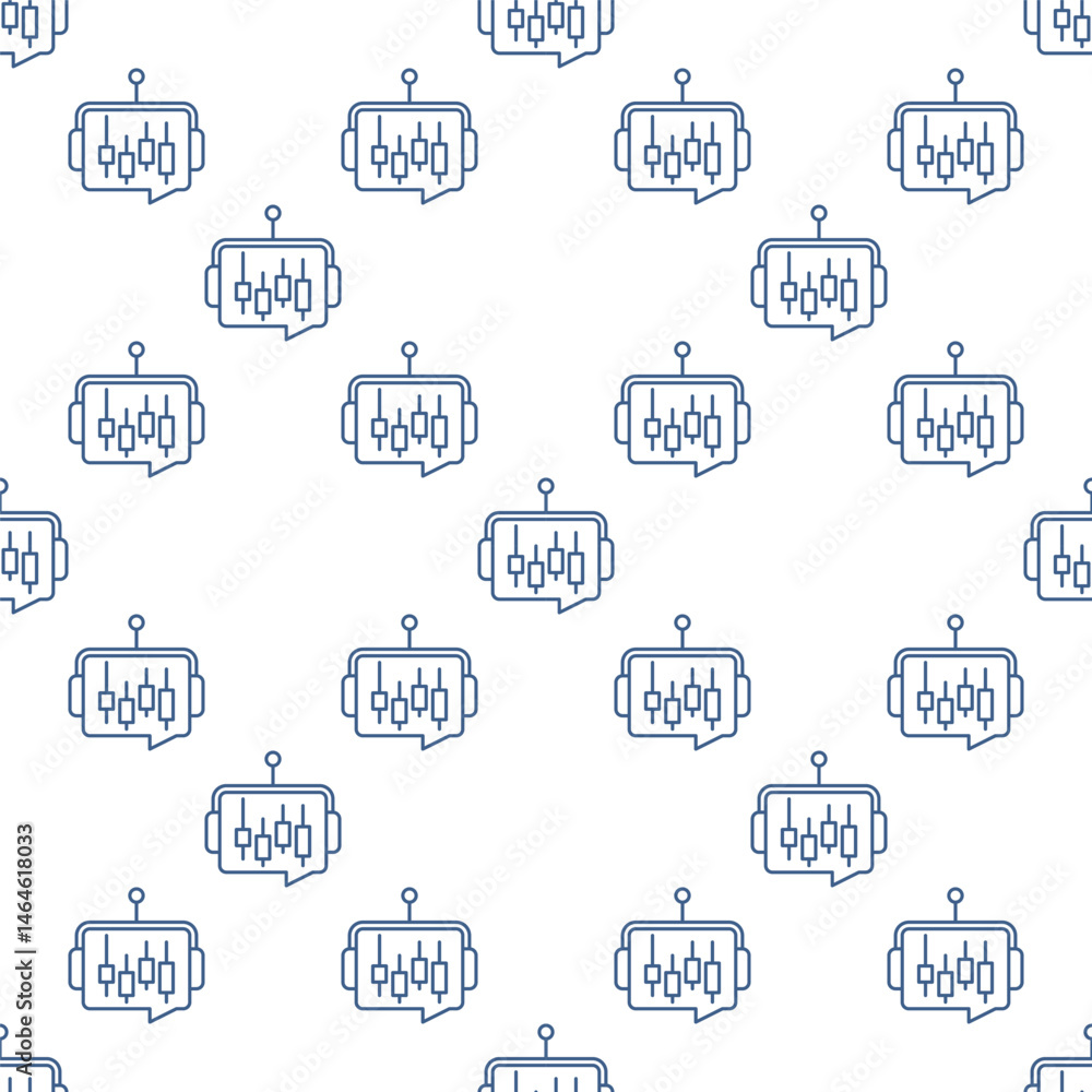 Poster ai trading bot with candlestick chart vector thin line seamless pattern