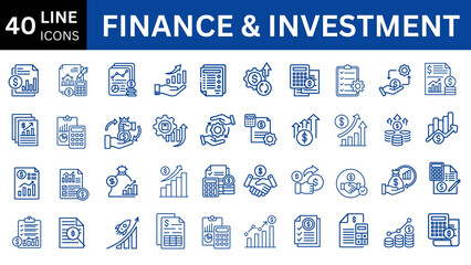 Finance and Investment editable icon set. Editable stroke. Vector illustration.