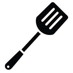 A kitchen spatula in solid black has a hole for hanging easily