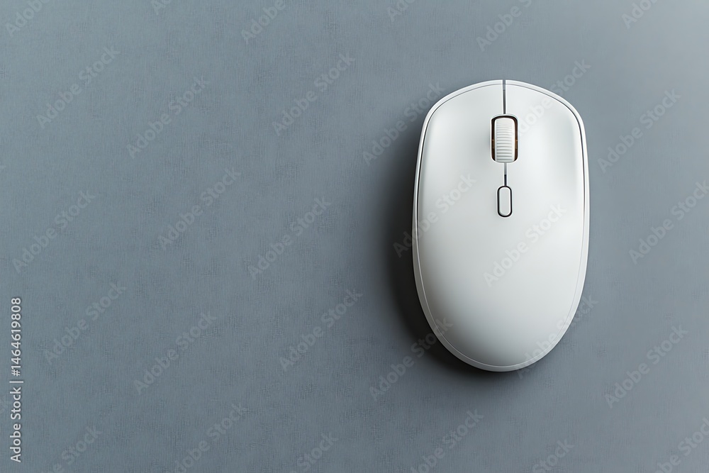 Poster wireless computer mouse on gray textured surface