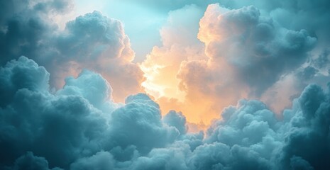 Breathtaking Clouds in Soft Pastel Hues at Sunrise with a Touch of Warmth Amidst a Serene Sky