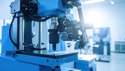 Blue Industrial Machine Closeup