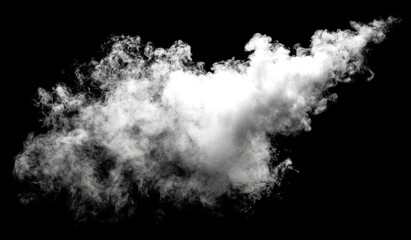 Obraz premium Dense white cloud against black background. A swirling mass of vapor