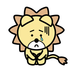 落ち込んでいるライオン　イラスト