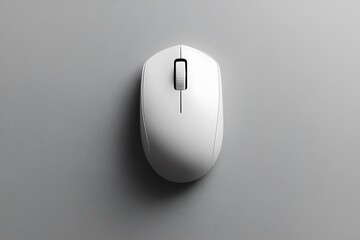 White Wireless Computer Mouse on Grey Background