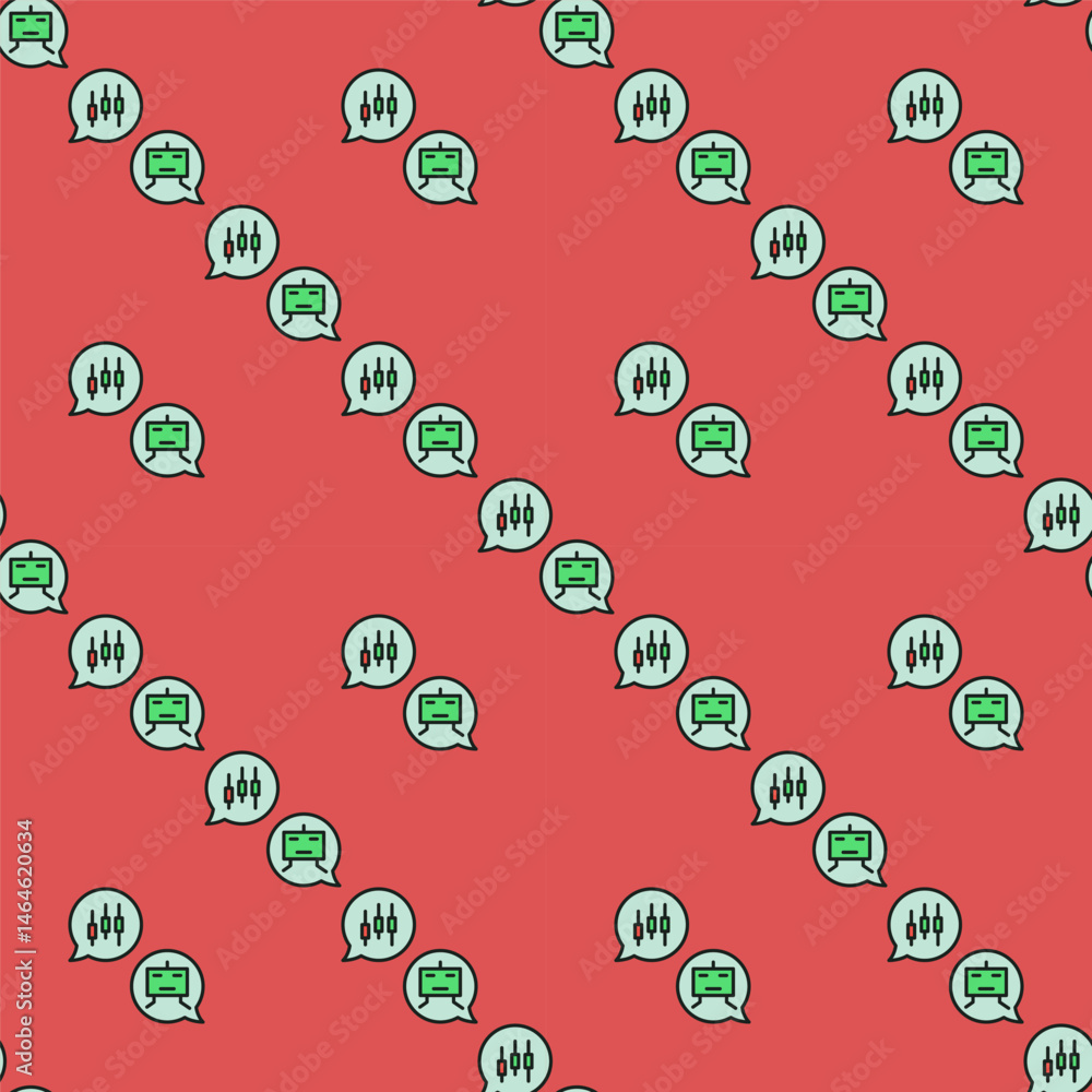 Poster automated crypto trading chat vector colored seamless pattern