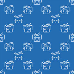 Automated Crypto Trading Bot with Candlestick Chart vector seamless pattern in outline style