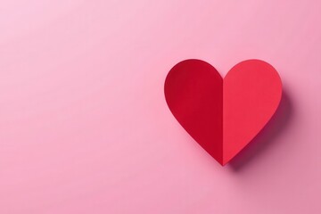 Single folded paper heart on pink Valentine's Day backdrop , holiday, romantic