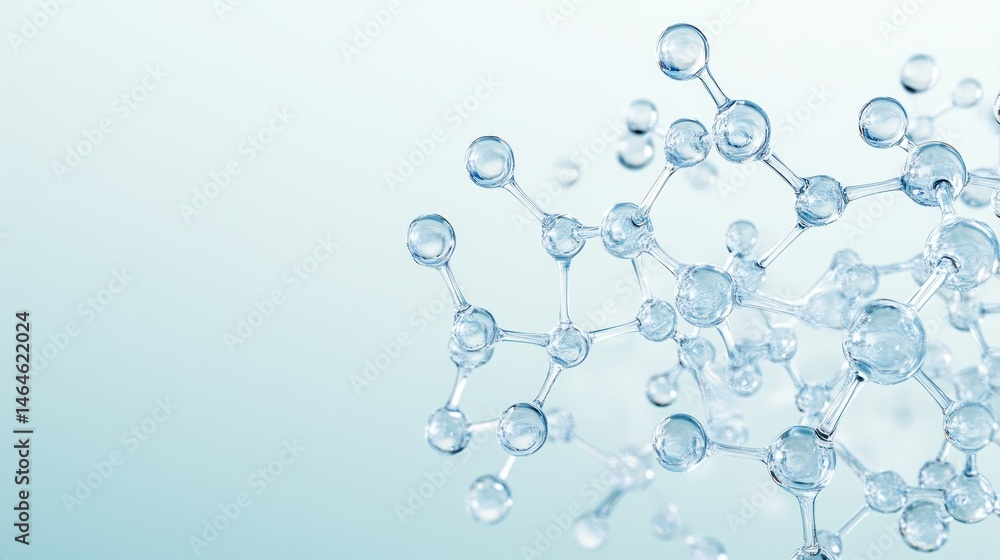 Poster molecular structure 3 d rendering transparent atoms science technology healthcare