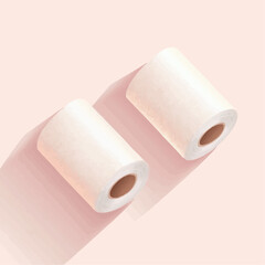 Obraz premium Flat vector illustration, two orthopedic plaster bandage rolls for medical use, placed diagonally on clean light background, suitable for infographics, product packaging and healthcare UI