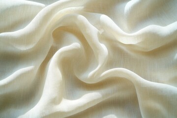 Fototapeta premium Soft, flowing cream fabric drapes in elegant folds
