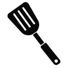 Simple black spatula cooking utensil presents a modern, versatile look with transparent background