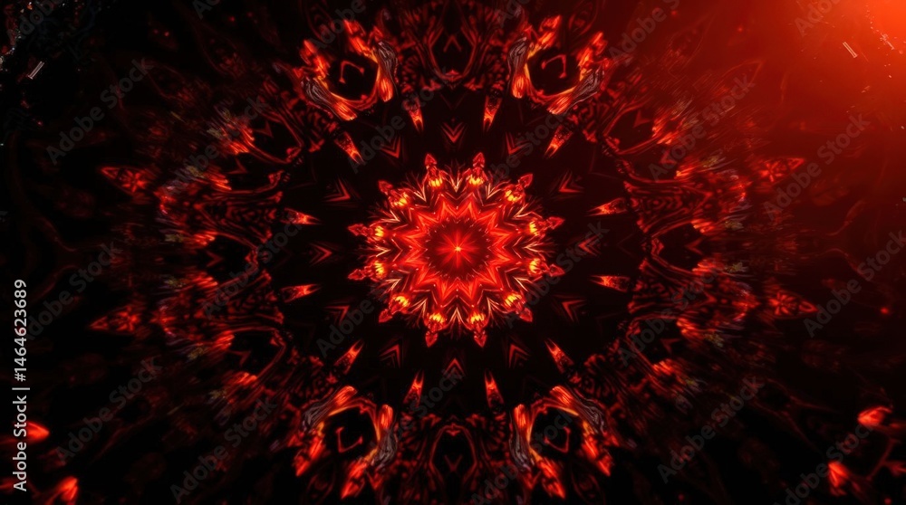 Poster vibrant red kaleidoscope pattern creating an energetic and mesmerizing visual experience