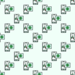 Automated Cryptocurrency Trading on Smartphone vector colored seamless pattern