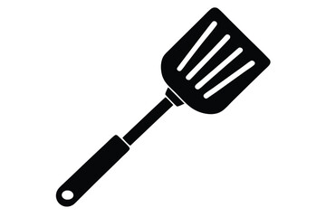 Solid black spatula tool with ergonomic handle and hole suggests kitchen convenience