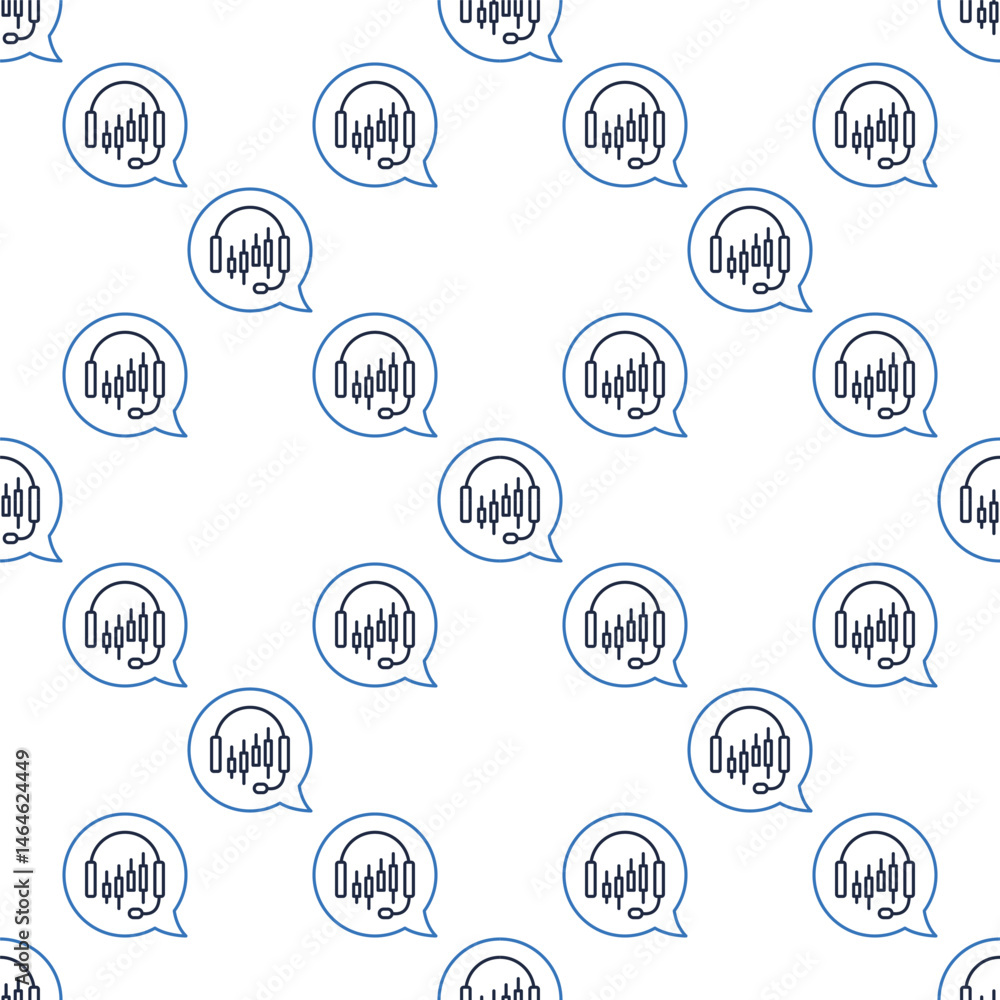 Poster automated crypto trading vector seamless pattern in outline style