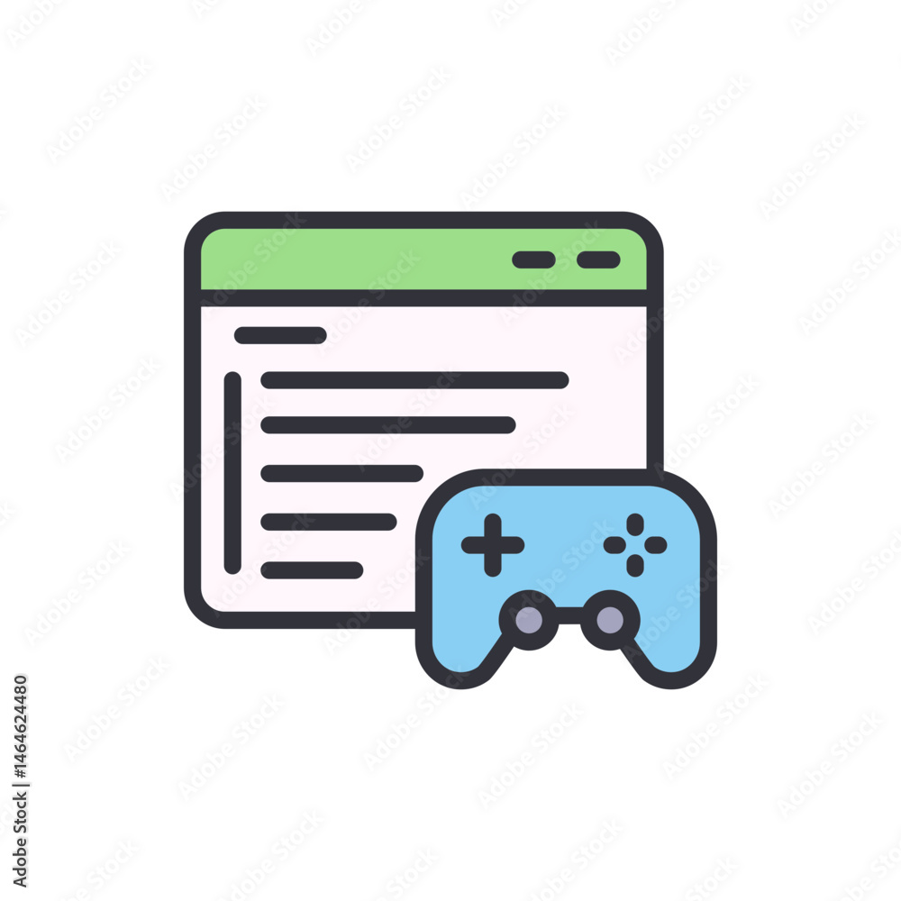 Poster concept of website screen with gamepad control for online gaming platform