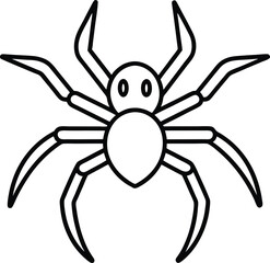 Simple Black Line Art Spider for Halloween Designs