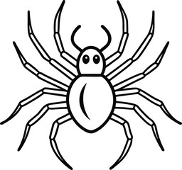 Simple Black Line Art Spider Illustration for Halloween