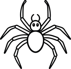 Simple Black Line Art Spider Illustration for Halloween