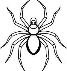 Simple Black Line Art Spider for Halloween Designs