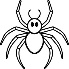 Simple Black Line Art Spider Illustration for Halloween