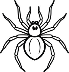 Simple Black Line Art Spider Illustration for Halloween