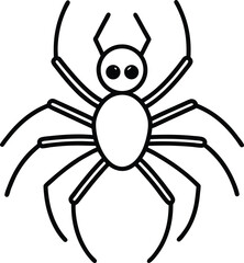 Simple Black Line Art Spider for Halloween Designs