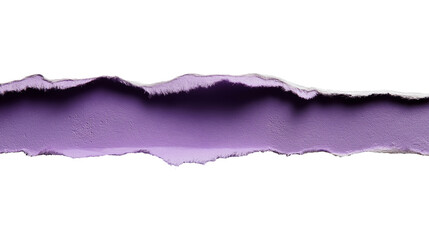 Torn purple paper isolated on white background