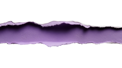 Torn purple paper isolated on white background
