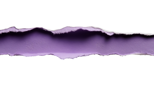Torn purple paper isolated on white background
